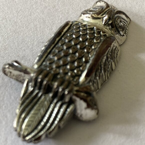 Vintage Owl Brooch 925 Cast Sterling Silver Patinated Bird Pin Signed Beau STER - Picture 3 of 10